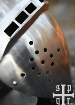 Deutsche Beckenhaube mit Visier, Mittelalter-Helm, ca. 1370, 2 mm Stahl