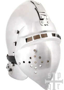 Deutsche Beckenhaube mit Visier, Mittelalter-Helm, ca. 1370, 2 mm Stahl