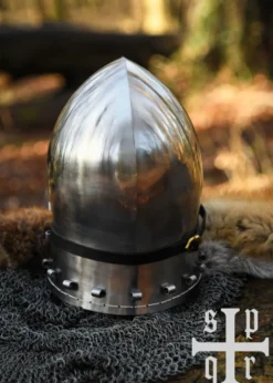 Deutsche Beckenhaube mit Visier, Mittelalter-Helm, ca. 1370, 2 mm Stahl