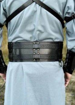 Doppelter Ledergürtel Balor, schwarz