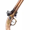 Dreiläufige Steinschloss-Pistole, Augsburg 1775, Messing, Replik
