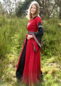 Edles Mittelalter Kleid, Bliaut Josephine, rot/schwarz