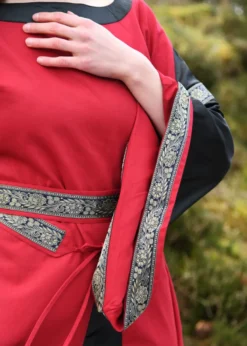 Edles Mittelalter Kleid, Bliaut Josephine, rot/schwarz