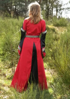 Edles Mittelalter Kleid, Bliaut Josephine, rot/schwarz