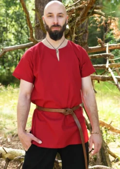 Einfache Mittelalter-Tunika Sigmund, kurzarm, rot