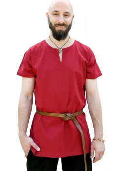 Einfache Mittelalter-Tunika Sigmund, kurzarm, rot