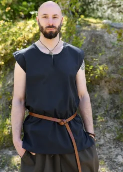 Einfache Mittelalter Tunika Clement, ärmellos, dunkelblau