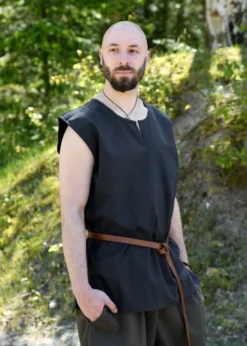 Einfache Mittelalter Tunika Clement, ärmellos, dunkelblau