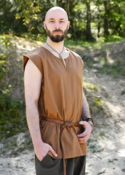 Einfache Mittelalter Tunika Clement, ärmellos, beigebraun