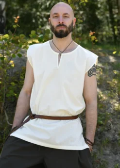 Einfache Mittelalter Tunika Clement, ärmellos, natur