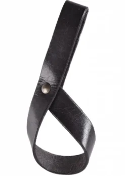 Einfacher Gürtelhalter für Trinkhorn aus Leder, Hornhalter, schwarz