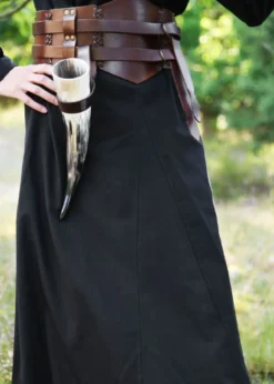 Einfacher Gürtelhalter für Trinkhorn aus Leder, Hornhalter, dunkelbraun