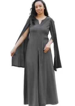 Elegantes Kleid Elira mit langen Ärmeln, grau