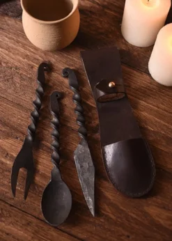 Essbesteck- 3-teilig Messer, Gabel, Löffel mit Tasche