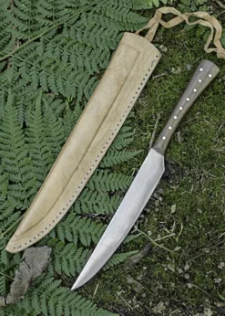 Essmesser mit Griff aus Holz, 23,5 cm, mit Scheide