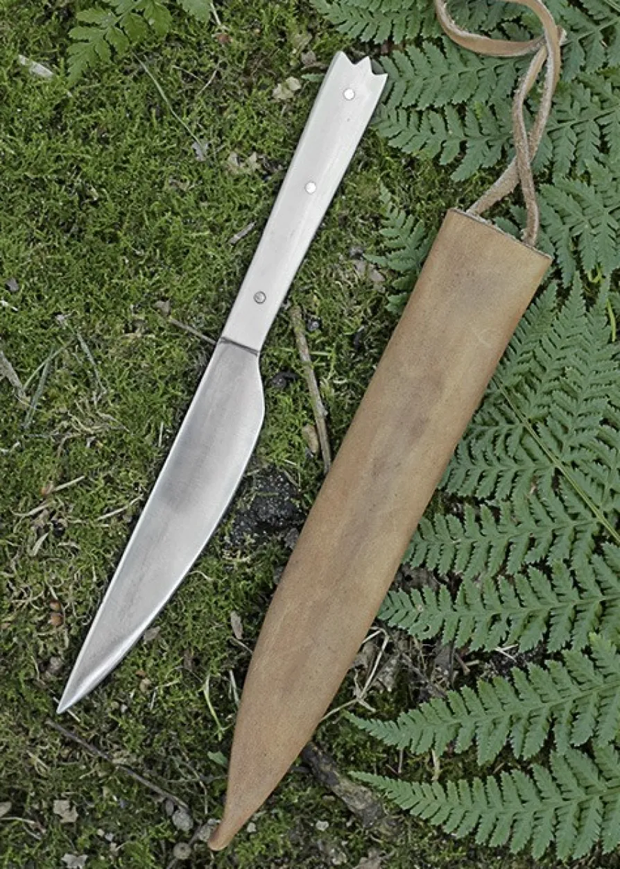 Essmesser mit Griff aus Knochen, 19 cm mit Scheide