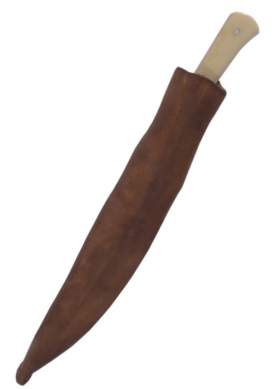 Essmesser mit Griff aus Knochen, 18 cm mit Scheide
