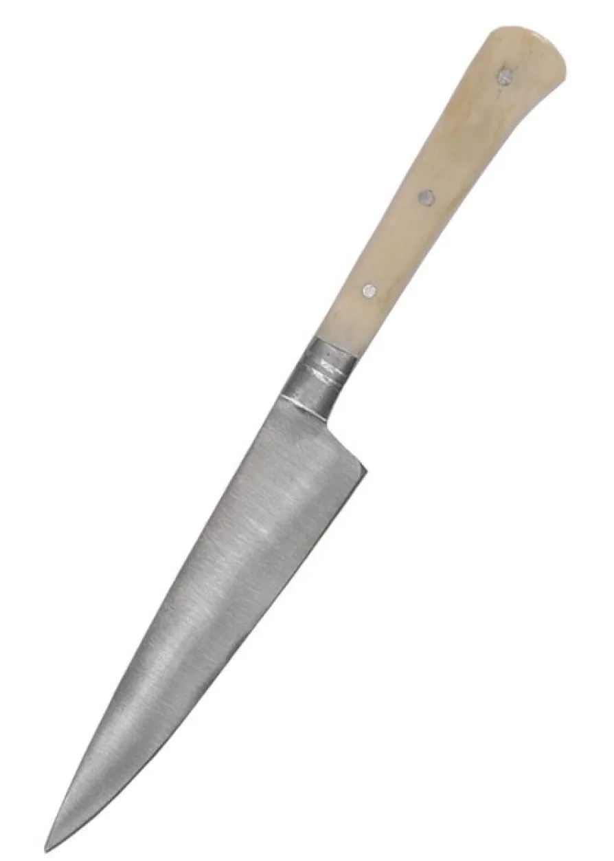Essmesser mit Griff aus Knochen, 18 cm mit Scheide