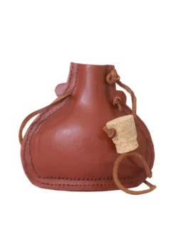 Feldflasche aus Stahl, mit Leder bezogen