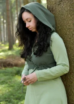 Frauen Weste Nalen mit Kapuze, dunkles olivgrün