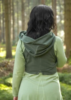 Frauen Weste Nalen mit Kapuze, dunkles olivgrün