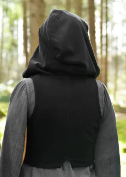 Frauen Weste Nalen mit Kapuze, schwarz
