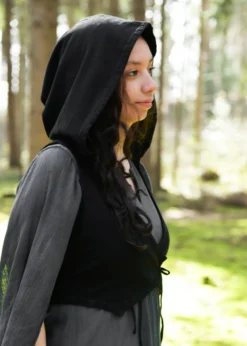 Frauen Weste Nalen mit Kapuze, schwarz