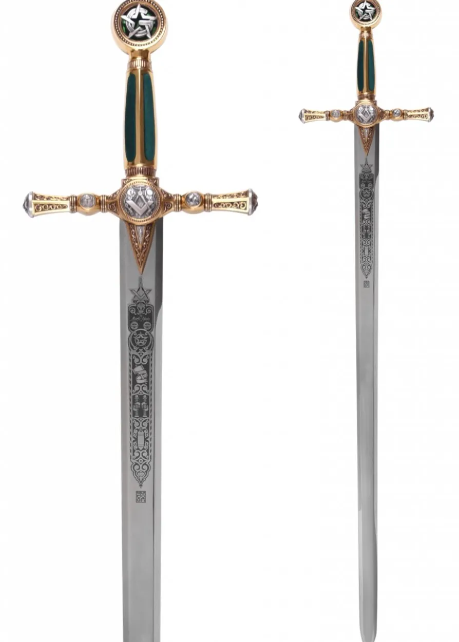 Freimaurer-Schwert, goldfarben mit Zierätzung, Marto