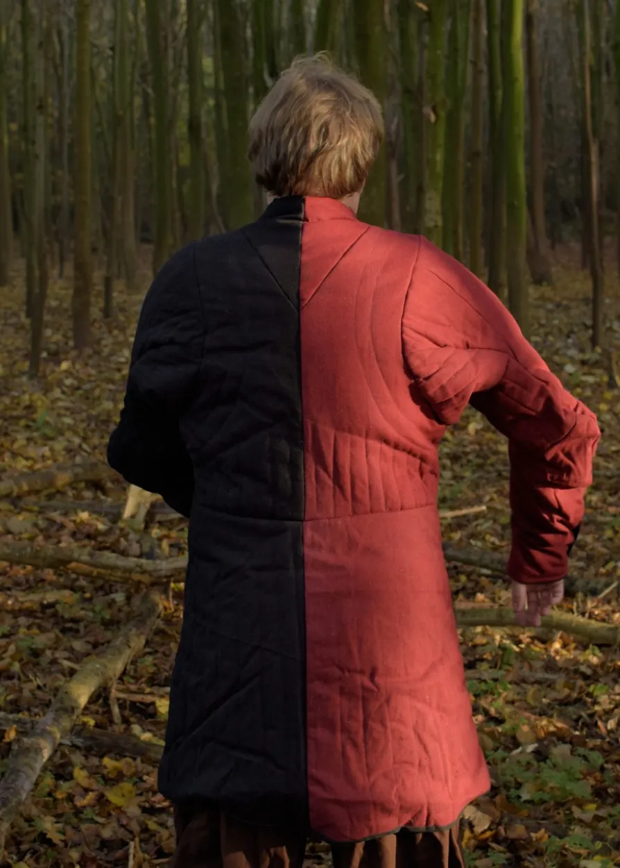 Gambeson mit Knöpfen, Jupon, rot und schwarz