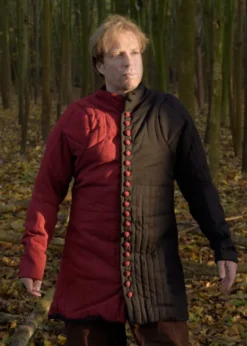 Gambeson mit Knöpfen, Jupon, rot und schwarz
