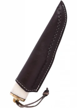 Gebrauchsmesser mit Knochengriff u. Lederscheide