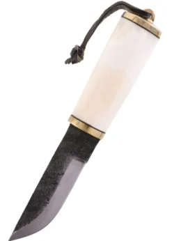 Gebrauchsmesser mit Knochengriff u. Lederscheide