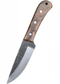 Gebrauchsmesser mit Walnussgriff und Lederscheide