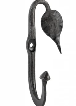 Geschmiedeter Wandhaken mit Blatt, ca. 10 cm hoch