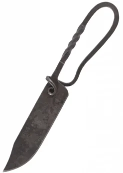 Geschmiedetes Messer mit Lederscheide, ca. 23 cm