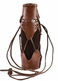 Geschnürter Flaschenhalter aus Leder, div. Farben