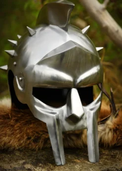 Gladiatorenhelm Maximus mit Lederinlay mit Dornen