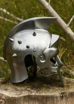 Gladiatorenhelm Maximus mit Lederinlay mit Dornen