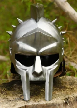 Gladiatorenhelm Maximus mit Lederinlay mit Dornen