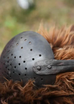 Große Mittelalter-Schaumkelle mit Griff aus Eschenholz