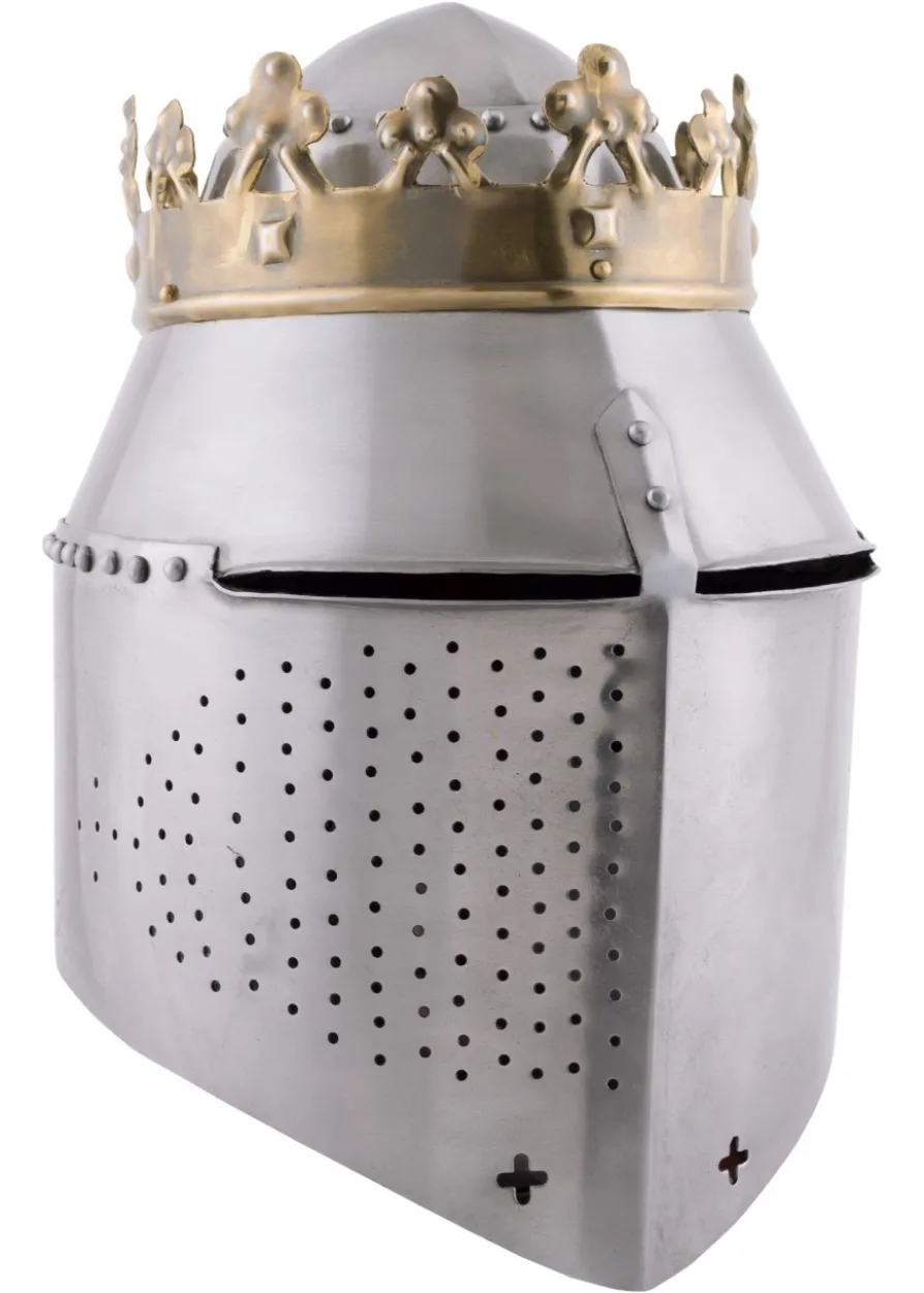 Grosser Königlicher Topfhelm mit Krone, 1,6 mm Stahl