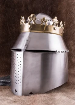 Grosser Königlicher Topfhelm mit Krone, 1,6 mm Stahl