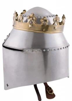 Grosser Königlicher Topfhelm mit Krone, 1,6 mm Stahl