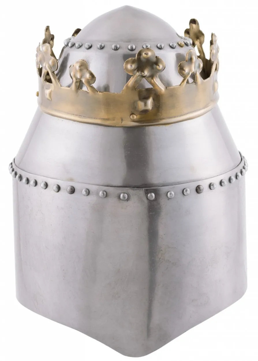 Grosser Königlicher Topfhelm mit Krone, 1,6 mm Stahl