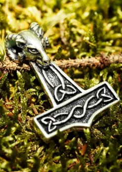 Grosser Thorshammer mit Widderkopf, Silber