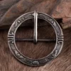 Grosse Runde Mittelalter-Gürtelschnalle aus Messing, vernickelt