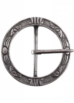 Grosse Runde Mittelalter-Gürtelschnalle aus Messing, vernickelt