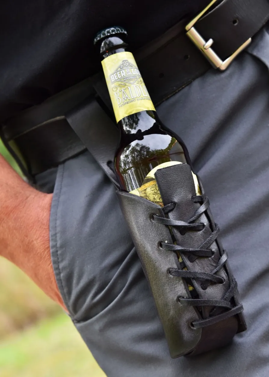 Gürtelhalter aus Leder für 0,33l Flaschen, mit Logo - Wacken Brauerei