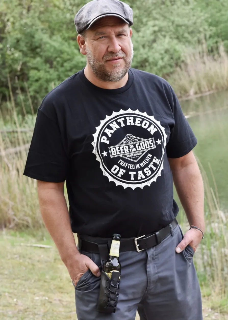 Gürtelhalter aus Leder für 0,33l Flaschen, mit Logo - Wacken Brauerei