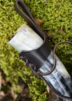 Gürtelhalter aus Leder für Trinkhörner ab 0,4 Liter, braun